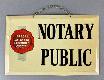 Vintage 1940s Notary Public TOC Advertising Sign