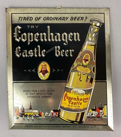 Vintage 1940s Copenhagen Castle Beer TOC Advertising Sign