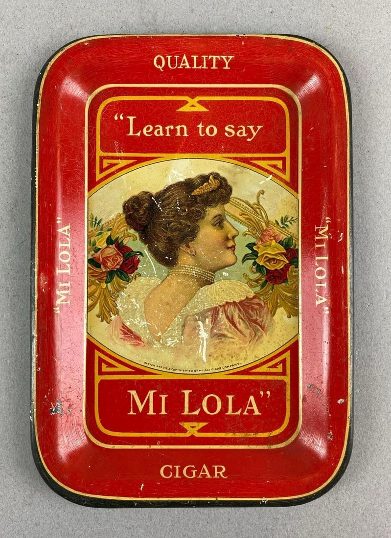 Antique 1920s Mi Lola Cigar Advertising Tip Tray (1 of 2)