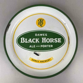 Antique 1930s Dawes Black Horse Beer Porcelain Advertising Tray