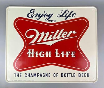 Vintage 1951 Miller Beer Tin Advertising Sign