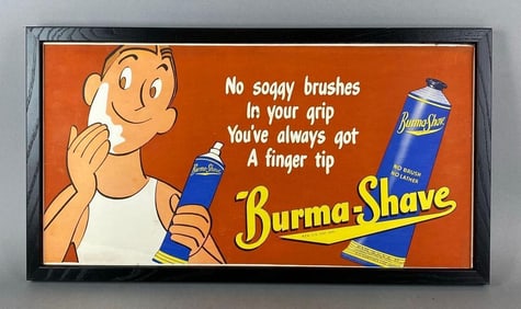 Vintage 1940s Burma Shave Trolley Advertising Sign