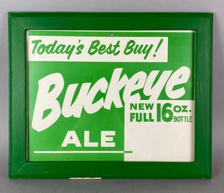Vintage 1960s Buckeye Ale Today’s Best Buy Advertising Sign