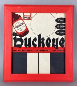 Vintage 1960s Buckeye Beer Best Beer in Town Advertising Sign