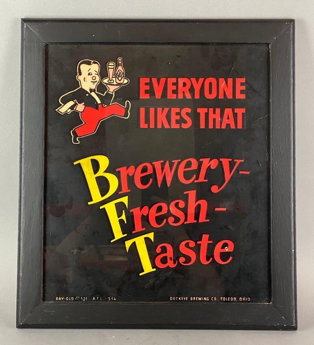 Vintage 1950s Buckeye Beer BFT Advertising Sign (1 of 2)