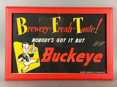 Vintage 1950s Buckeye Beer Nobody’s Got it Advertising Sign