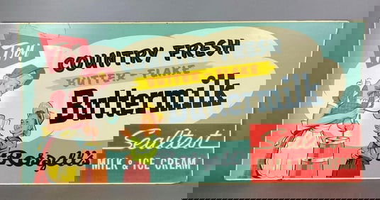 Vintage 1940s Sealtest Buttermilk Cardboard Advertising Sign