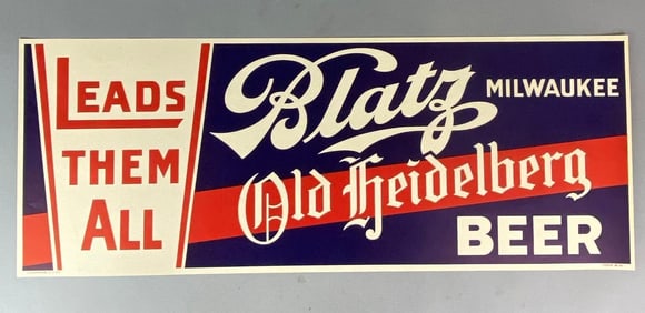 Antique 1920s Blatz Old Heidbelburg Paper Advertising Sign