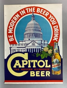 Antique 1930s Capitol Brewing Paper Advertising Sign