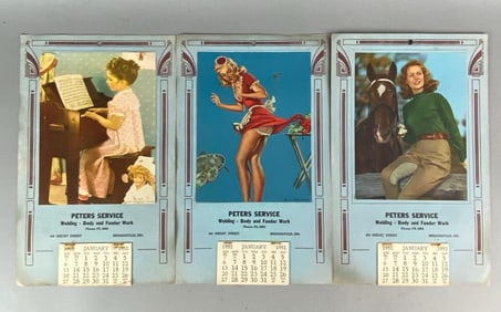 Group of 3 Vintage 1952 Peters Service Body Shop Advertising Calendars