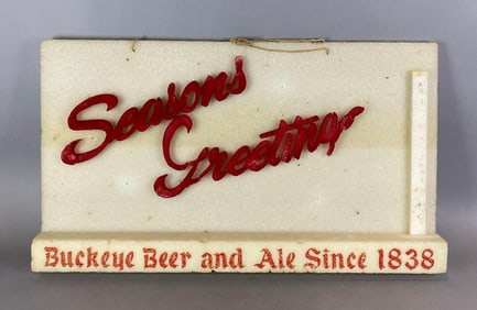 Vintage 1960s Buckeye Season Greetings Foam Advertising Sign