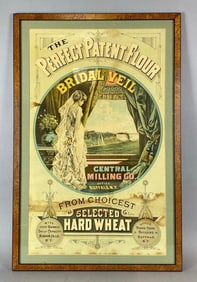 Antique 1900s Bridal Veil Flour Advertising Poster