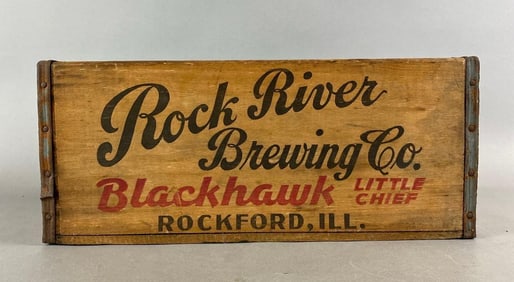 Vintage 1940s Rockford, Illinois Rock River Brewing Advertising Crate