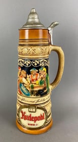 Vintage 1950s Hudepohl Stein Chalkware Advertising Statue