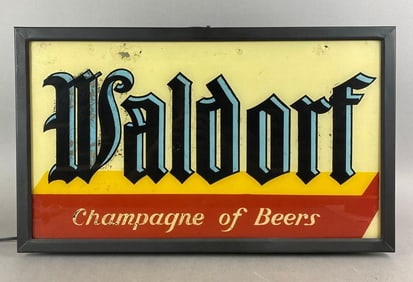 Antique 1930s Waldorf Advertising Light Up Sign