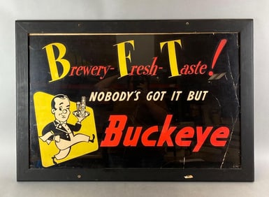 Vintage 1950’s Buckeye Beer BFT Advertising Sign