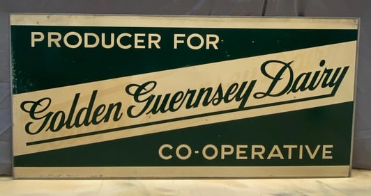 Vintage 1950s Golden Guernsey Dairy Advertising Sign