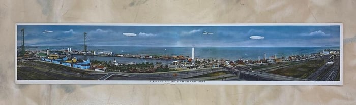 Antique 1930s Chicago World Fair Advertising Panorama