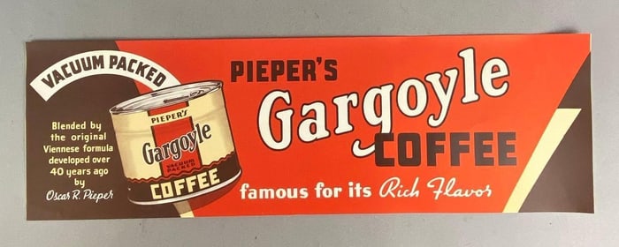 Vintage 1950s Piepers Gargoyle Coffee Advertising Poster