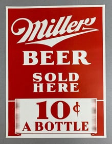 Vintage 1940s Miller 10 Cent Advertising Poster