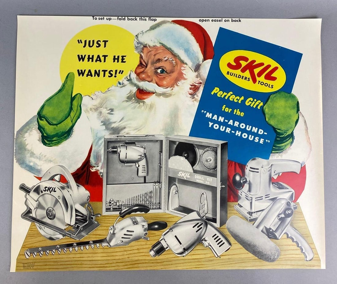 Vintage 1950s Skil Tool Santa Advertising Poster (1 of 4)