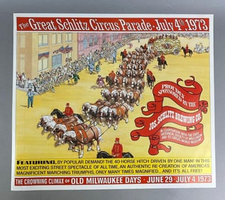 Vintage 1970s Schlitz Beer Circus Advertising Poster