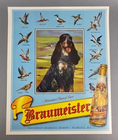 Vintage 1950s Braumeister Black Dog Advertising Poster