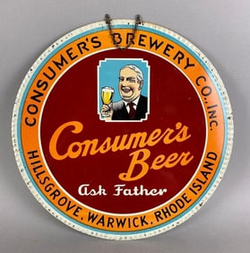Antique Consumers Brewery Co. Metal Advertising Sign