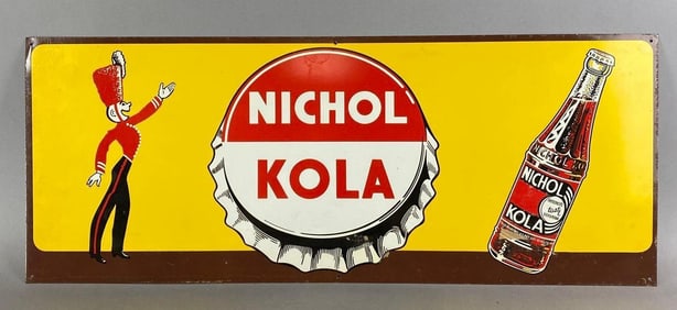 Antique NOS Nicolas Cola Tin Advertising Sign