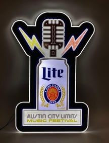Austin City Limits Music Miller Lite Light Up Advertising Sign