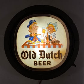 Vintage Old Dutch Beer Light Up Advertising Sign