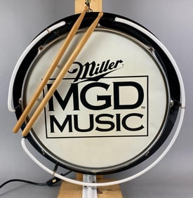 1999 Miller MGD Beer Drumhead Light Up Advertising Neon Sign