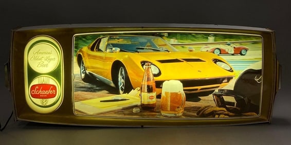 Schaefer Beer Ferrari Light Up Advertising Sign