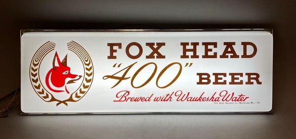 Antique Foxhead 400 Beer Light Up Advertising Sign
