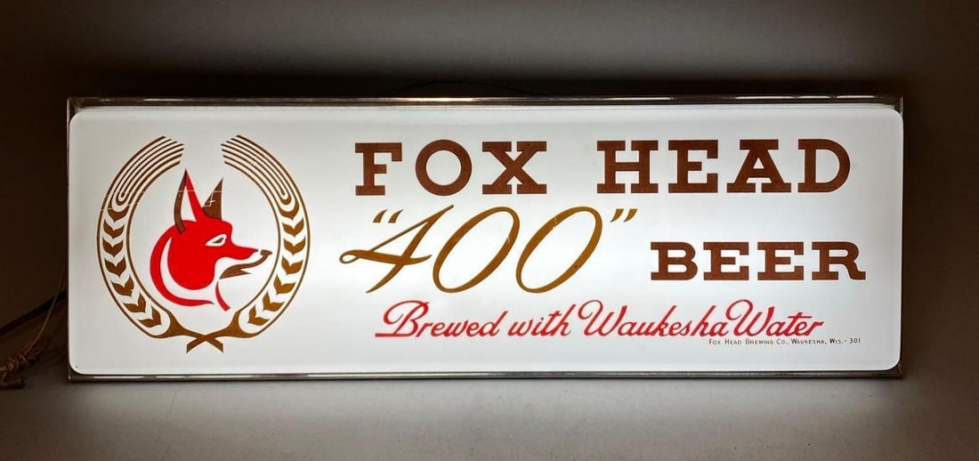 Antique Foxhead 400 Beer Light Up Advertising Sign (1 of 4)