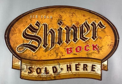 2012 Ice Cold Shiner Bock Beer Embossed Metal Advertising Sign