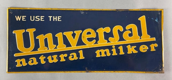 Universal Natural Milker Metal Embossed Advertising Sign