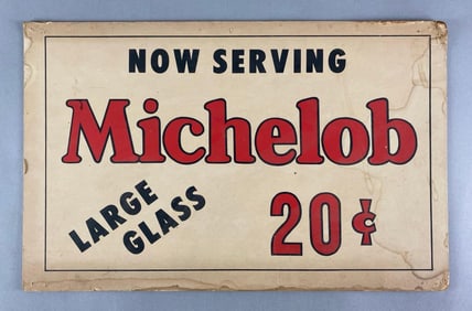 Now Serving Michelob 20¢ In Store Cardboard Advertising Sign