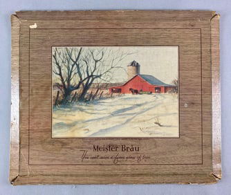 1950 Meister Brau Beer Art Cardboard Advertising Sign