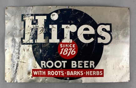 Hires Root Beer Oak Barrel Tin Advertising Sign