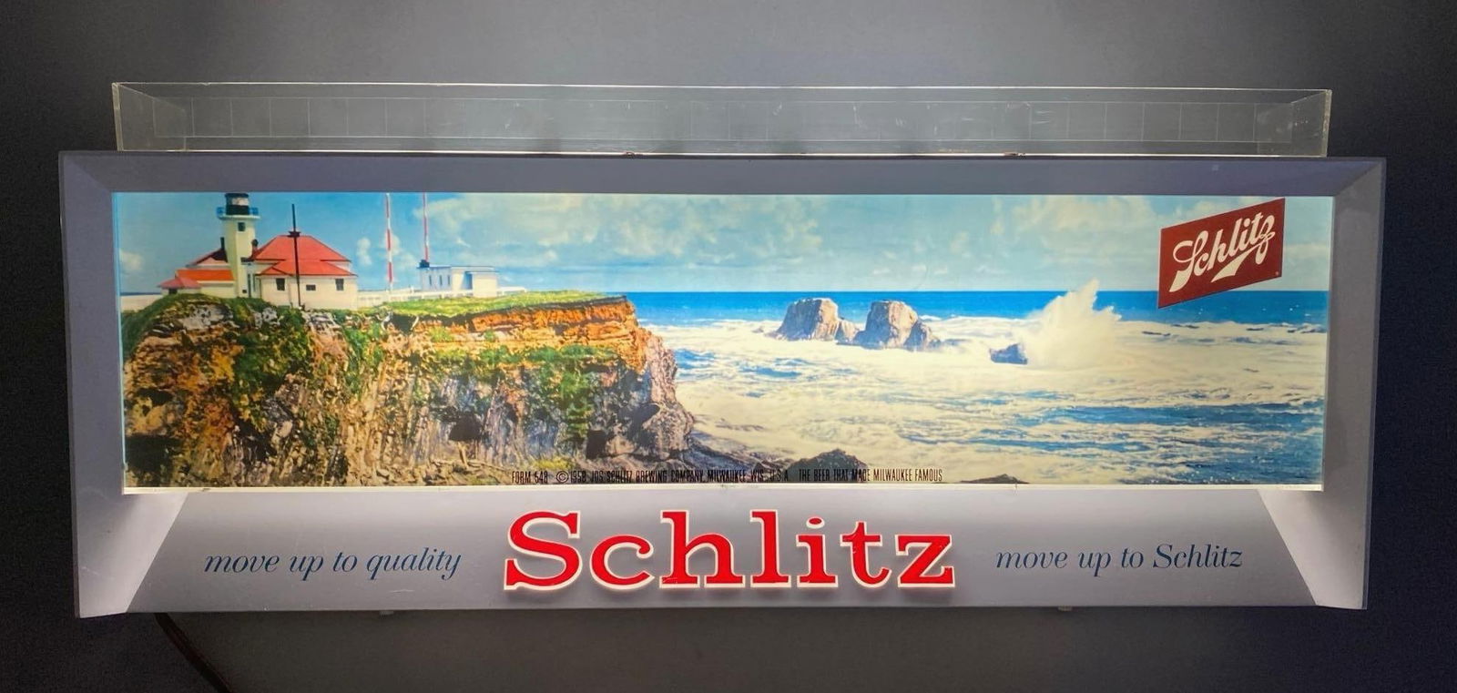 1958 Schlitz Beer Coastline Light Up Advertising Sign (1 of 3)