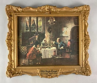 1978 Old Style Lager Gilt Frame Plastic Advertising Sign