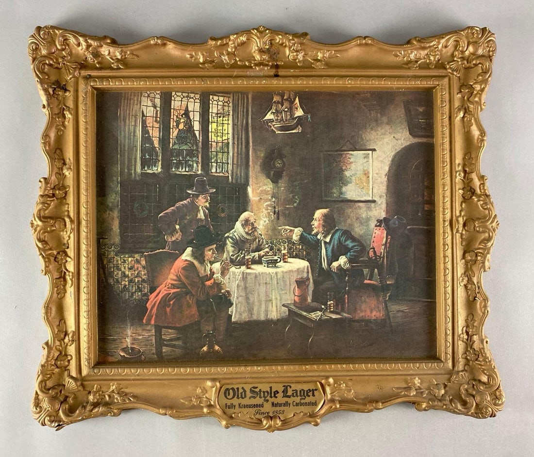 1978 Old Style Lager Gilt Frame Plastic Advertising Sign (1 of 3)