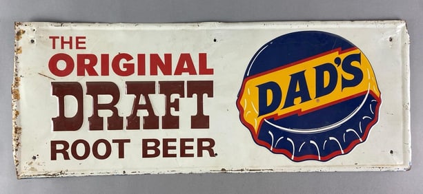 Dads The Original Draft Root Beer Embossed Metal Advertising Sign