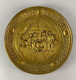 Brewery Scene Brass Relief Charger