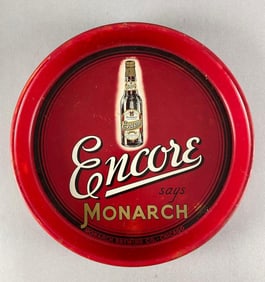 Monarch Encore Beer Advertising Metal Drink Tray