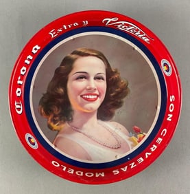 Victoria Corona Extra Advertising Metal Drink Tray