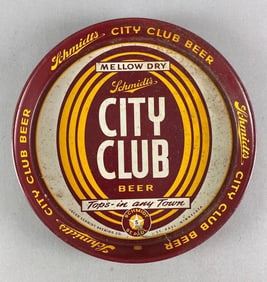 Schmidt City Club Beer Metal Advertising Drink Tray
