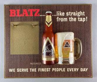 Blatz Beer Like Straight From The Tap 3D Advertising Calendar Sign