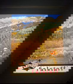 Falstaff Beer Fly Fishing Scene Advertising Light Up Register Topper Sign